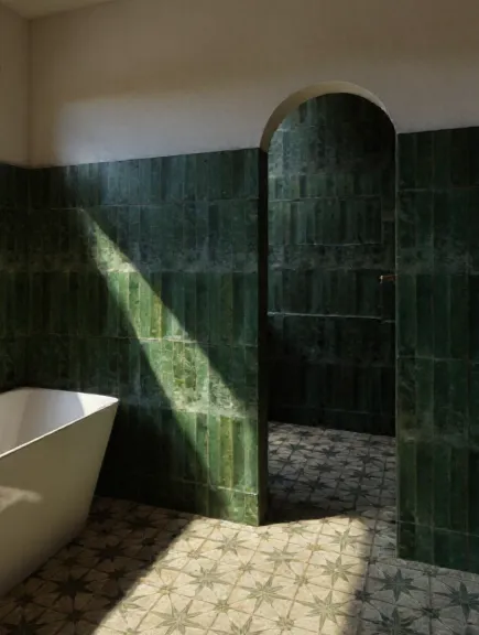 Architekt wnętrz Żywiec – nowoczesna łazienka z nastrojowym oświetleniem w domu w Beskidach.