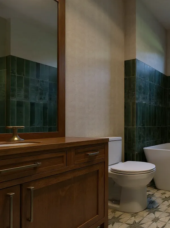 Nastrojowe oświetlenie lustra w łazience – projektowanie wnętrz Totemi w okolicach Żywca.