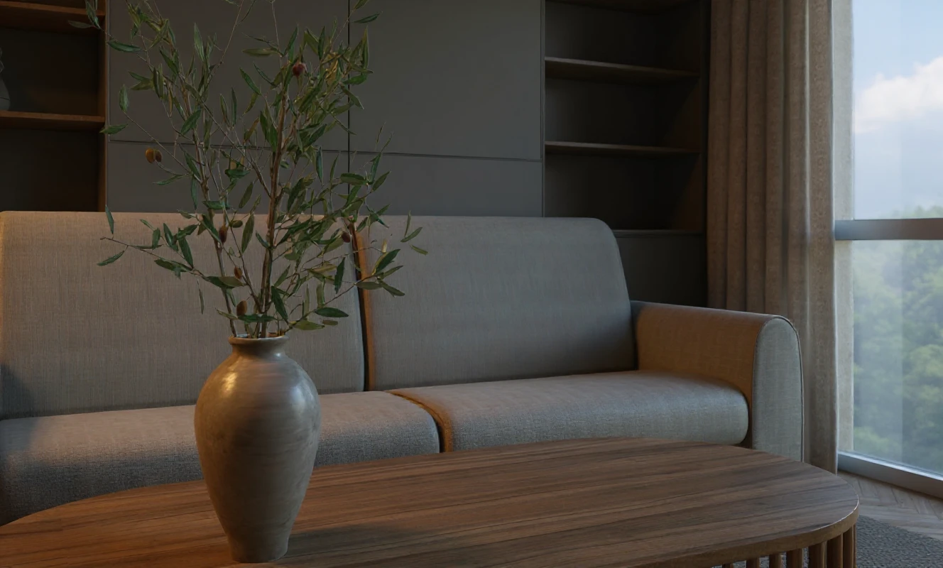 Detale tkanin i faktur materiałów użytych w projekcie salonu, Totemi Cieszyn.