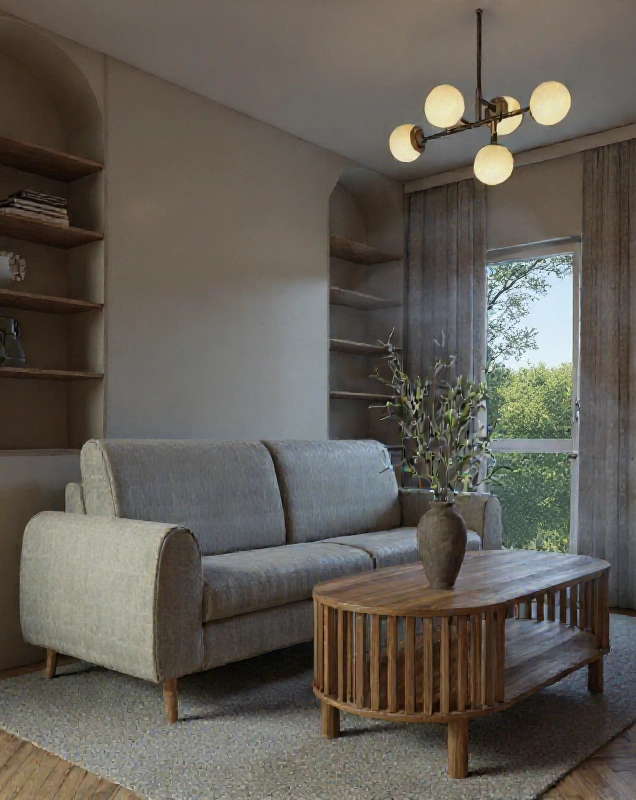 Szerokie ujęcie wygodnej kanapy w nowoczesnym salonie, projektant wnętrz Cieszyn.