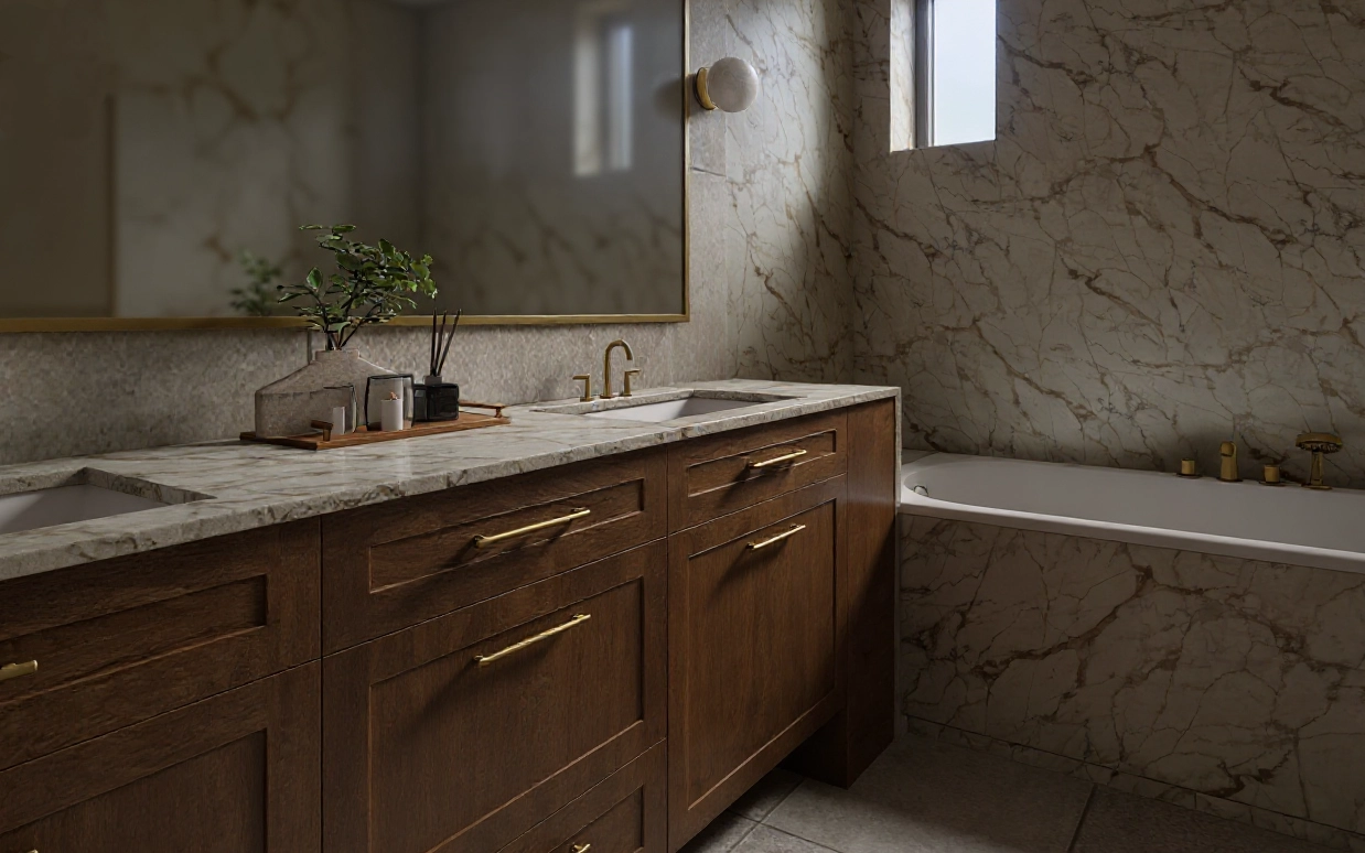 Jasna, nowoczesna łazienka z wanną i dużym lustrem, projekt architektury wnętrz Totemi Bielsko-Biała.